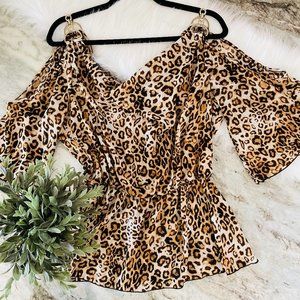 NY&CO Cold Shoulder Leaopard Blouse